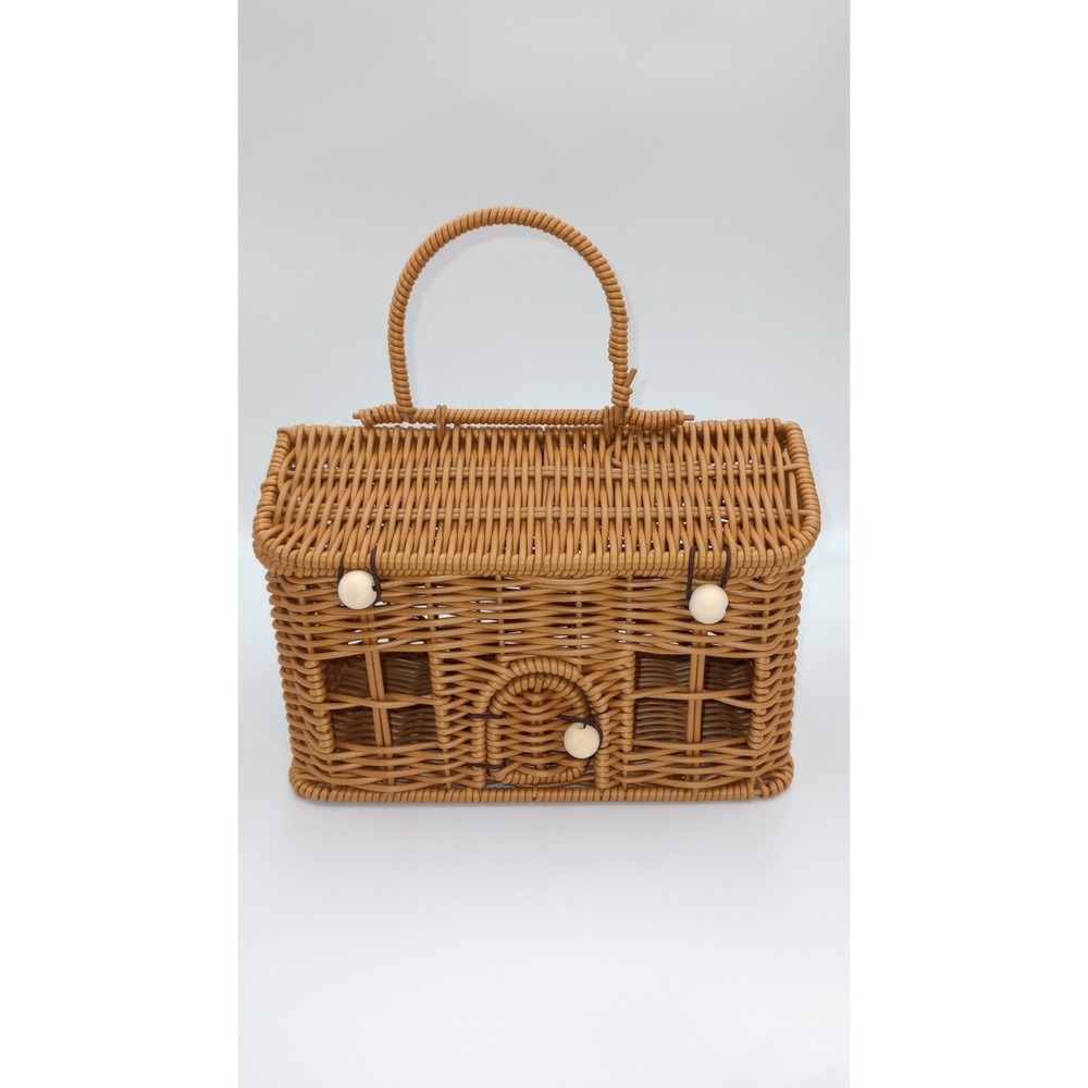 Cottage Woven Rattan Basket  Decor/ Sm Picnics/ Keepsakes Cottagecore Farmhouse